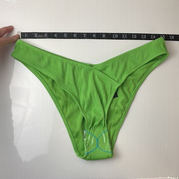 We Are We Wear Ashley V Front Brazilian Bikini Bottom in Green Size L  NEW - Picture 10 of 12